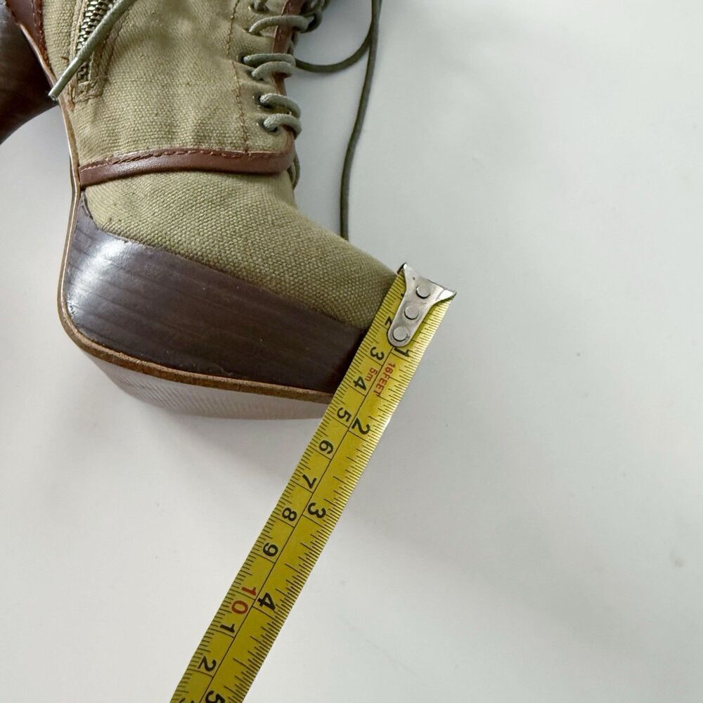 Steve Madden Army Green Stiletto High Heel Ankle Boots Lace Up Combat Military 6 - Picture 6 of 16